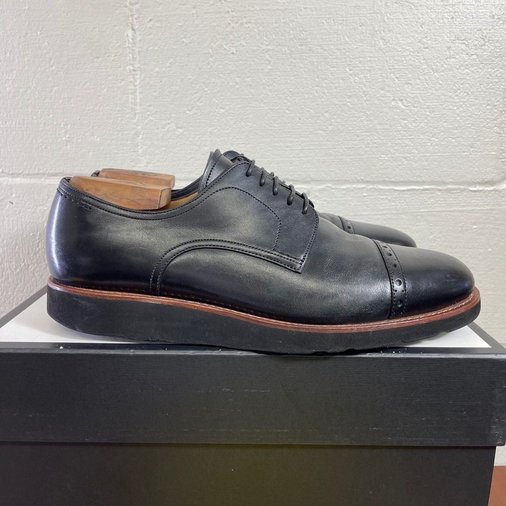 Santoni Michy Black Leather Cap Toe Oxford Dress Shoes Men's US 11 D/10 EU